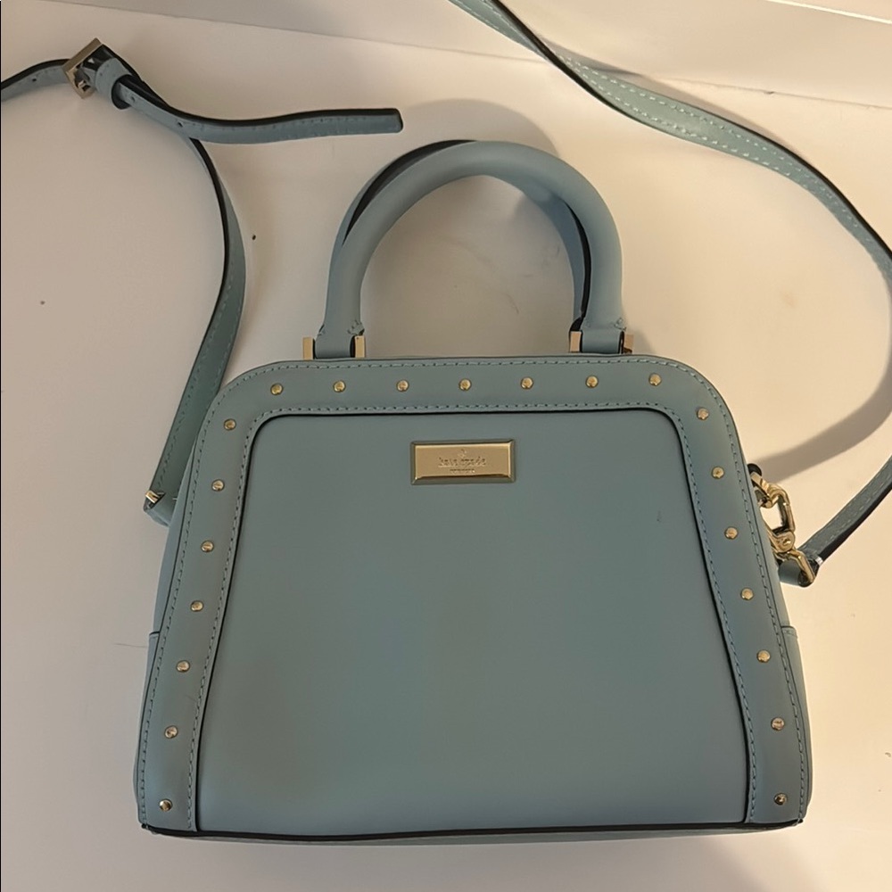 Kate Spade Blue Satchel with Gold Accents
